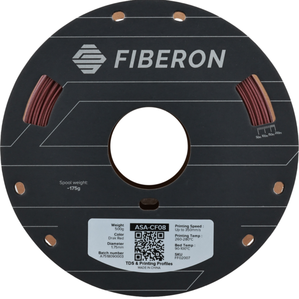 Fiberon ASA-CF08 Koyu Kırmızı Filament | UV Dayanımlı Karbon Fiber - 500 g