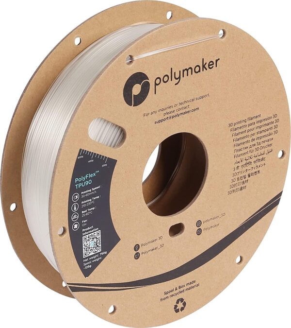 PolyFlex TPU90 Filament Saydam – Esnek 3D Baskı - 750 g
